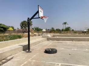 Basketball upright assembled and installed .