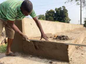 Finishing touches on the seating area.