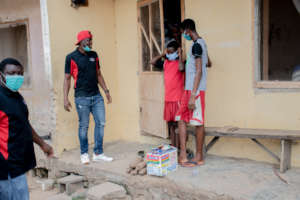 Relief team at another stop.