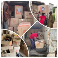 Boxes arrive in Nigeria.