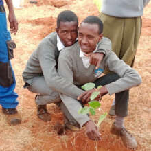 Students planting together