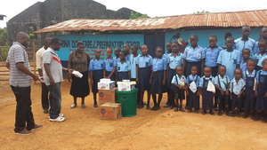 Students greet the eg team at Sorina Day School