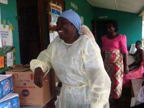 A nurse rejoices at the arrival of eg