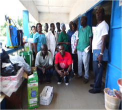 Distributing supplies at ChickenSoup Clinic