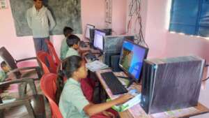 Newly established Computer lab in rural village.