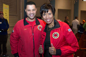 DC Mayor Bowser received a City Year Red Jacket.