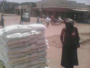 Food distribution for Okidi Village