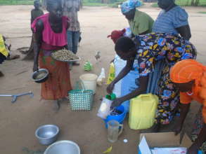 A mother receiving her share of food