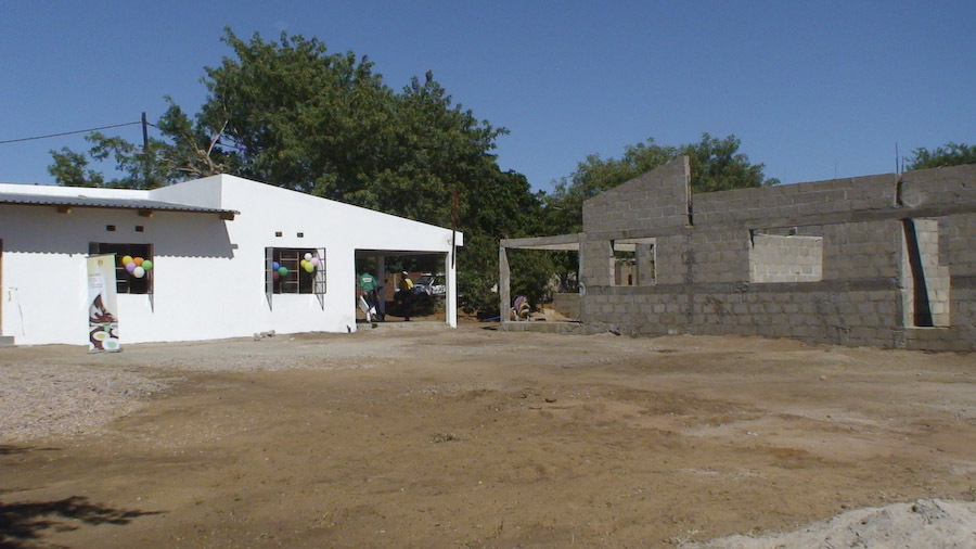 The completed house (left) and to be completed (right).