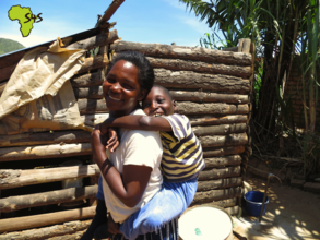 Lenny with her son Kuda at home