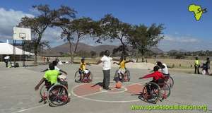 Wheelchair basketball training.