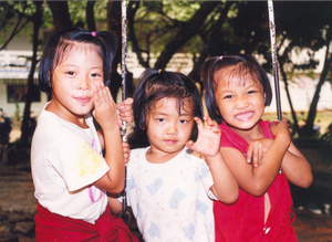 Happy friends at the school