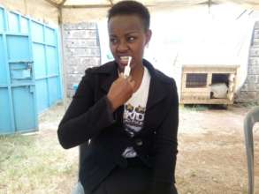 participant performing HIV oral self-testing