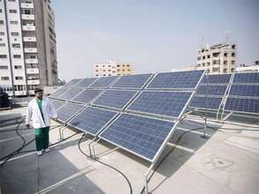 Solar panels on children's hospital, Gaza Feb 2014