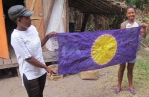 Dyed raffia textile made by the team!