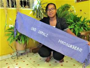 Lalaina with her first woven banner