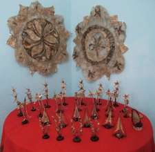 Table cloths, orchids, decorative silk trees