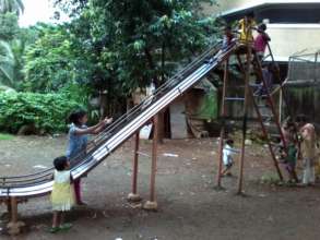 Playing on slides at the garden!