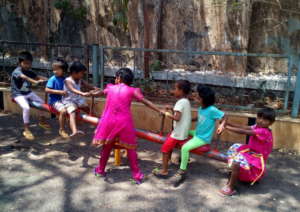 Children enjoying their visit to the garden