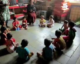 Learning various musical instruments during class