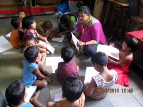 Umang children during drawing sessions