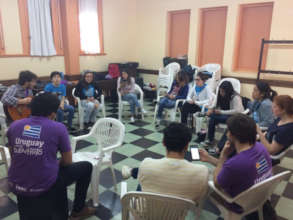 Teens rehearse song, Stand against trafficking