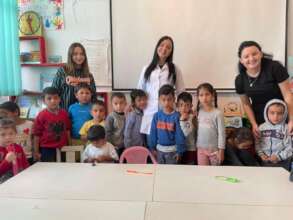 Semra with kindergarten children
