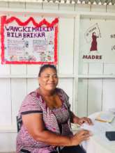 Isabel, a volunteer, at the radio station.