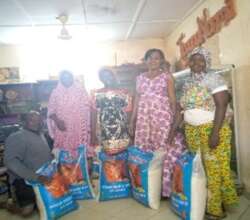 Members gathering to collect rice