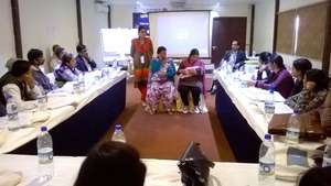 Role play on correct breastfeeding positioning