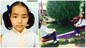 Maichyang after rescue (L) and today (R)