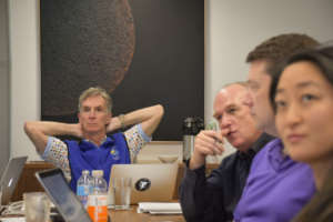 Planetary Society CEO Bill Nye listens in.