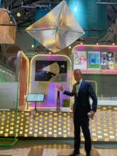 CEO Bill Nye with LightSail at the FUTURES exhibit