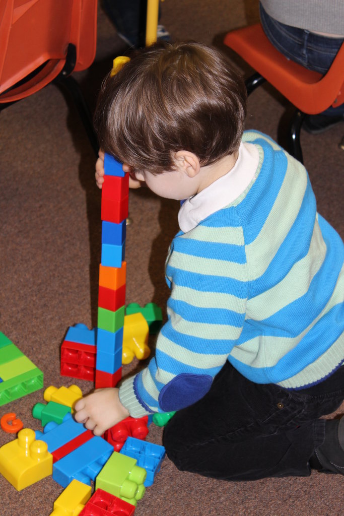Child enjoys a blocks activity