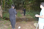 Fixing the nets to capture bats.