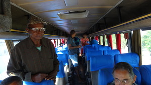 Inside the bus.