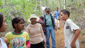 On the trail to see agroforestry plantations.