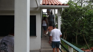 Group going to the multi use room.