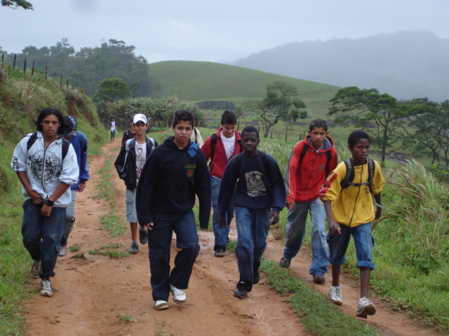 Walking fast to arrive first in the forest.