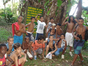 Group at the entrance of the Wildlife Sanctuary