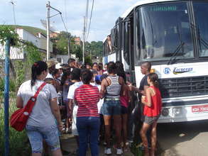 A bus is rented to take students to the forest.