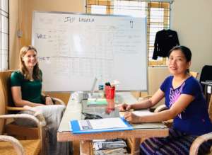 Libby and Wai Wai at the new Lashio Office