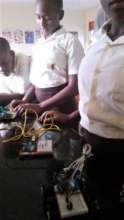 Club working on the wirelessly controlled robot