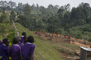The boys dormitory still under construction