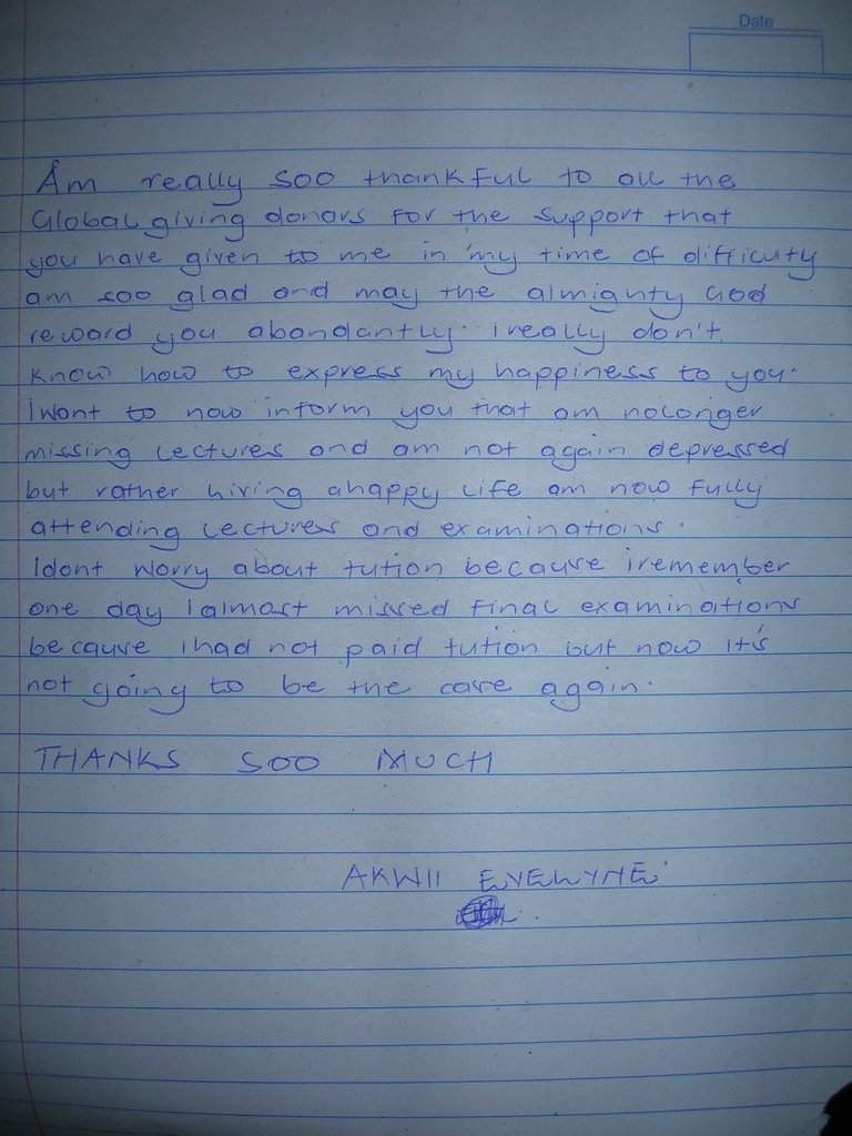 Support Eve again to continue education in Uganda