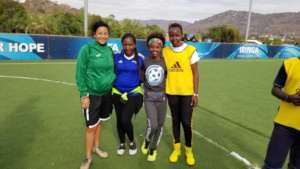 Coach Mina in Tanzania with IDYDC & Common Goal