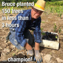 Volunteer Bruce after planting 150 trees