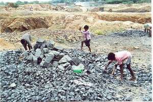 Children working in stone quarries