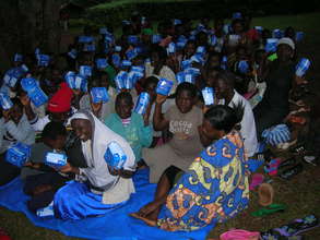 Girls receiving sanitary pads