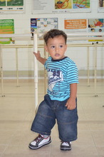 Matias trying on his new little leg!